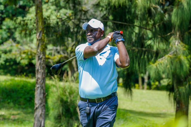 Golfer Mbugua Macharia in action 